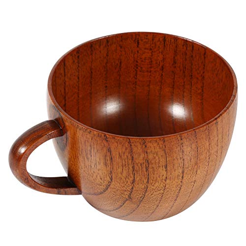 Tomotato Wooden Tea Cup, Wooden Coffee Cup Tea Cup Primitive Log Color Tea Cup Traditional Chinese Retro Style Wood Mug for Coffee Tea Beer Juice Milk (Coffee Mug)