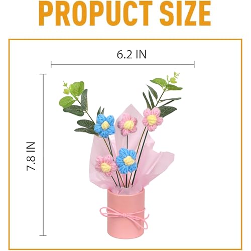 Image of Cortina 1pcs Artificial Crochet Flower Bouquet /Artificial Flowers Bunch /Crochet Flowers Bouquet /Crochet Flowers /Flowers Bouquet Gift for Girls Home Decor,Gifting,etc. (Blue)