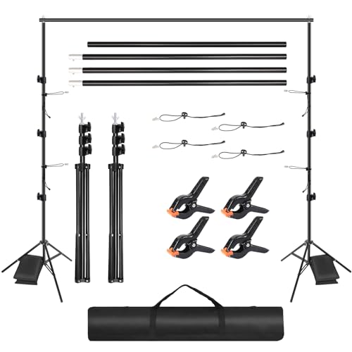Hintergrund Ständer, 2,6 x 3m Verstellbares Hintergrundsystem, mit 4 Hintergrundklammern, 4 Elastischen Klammern, 2 Sandsäcken, 1 Handtasche, für...