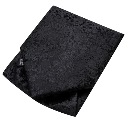 Image of Hi-Tie Silk Ascot for Men Self Tie Men's Cravat and Flower Lapel Pin Handkerchief Cufflinks Set for Wedding Party