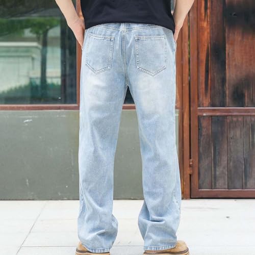 Mens Wide Leg Washed Cowboy Jeans Straight Carpenter Denim Pants Loose Fit Relaxed Big Tall Trousers3