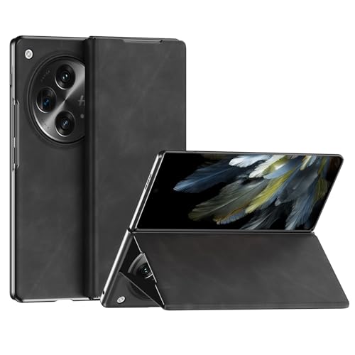 Étui en cuir pour Oppo Find N3 avec charnière de protection et rabat magnétique noir
