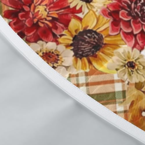 Trongr Fall Sunflowers Round Fitted Tablecloth Autumn Floral Leaves with Elastic Edge Thanksgiving Table Cover for 40"-44" Foliage Berries Acorns Watercolor Kitchen Picnic Party Outdoor Home Decor by Trongr - Used condition - Image 4
