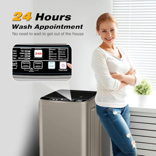 Image of Portable Washing Machine Full Automatic 17.7lbs Small Washing Machine for Apartment 10 Wash Program with Drain Hose, Portable Washer Machine for Dorm, College, RV, Antique Bronze