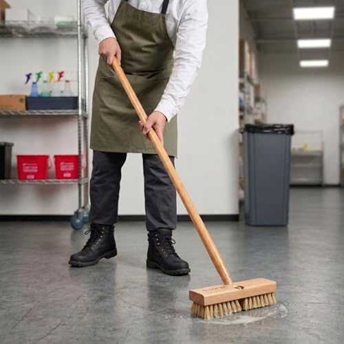 Image of Restaurantware-Clean Tek Professional 8 Inch Deck Brush, 1 Heavy-Duty Scrubber Brush - Stiff Bristles, Ergonomic Handle, Wood Cleaning Scrub, for Removing Deck Stain, Ideal for Wood Or Fence