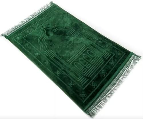 Large Green Namaz Prayer Rug - Soft, Extra Thick, Islamic Prayer Mat - Non-Slip, 120cm x 80cm