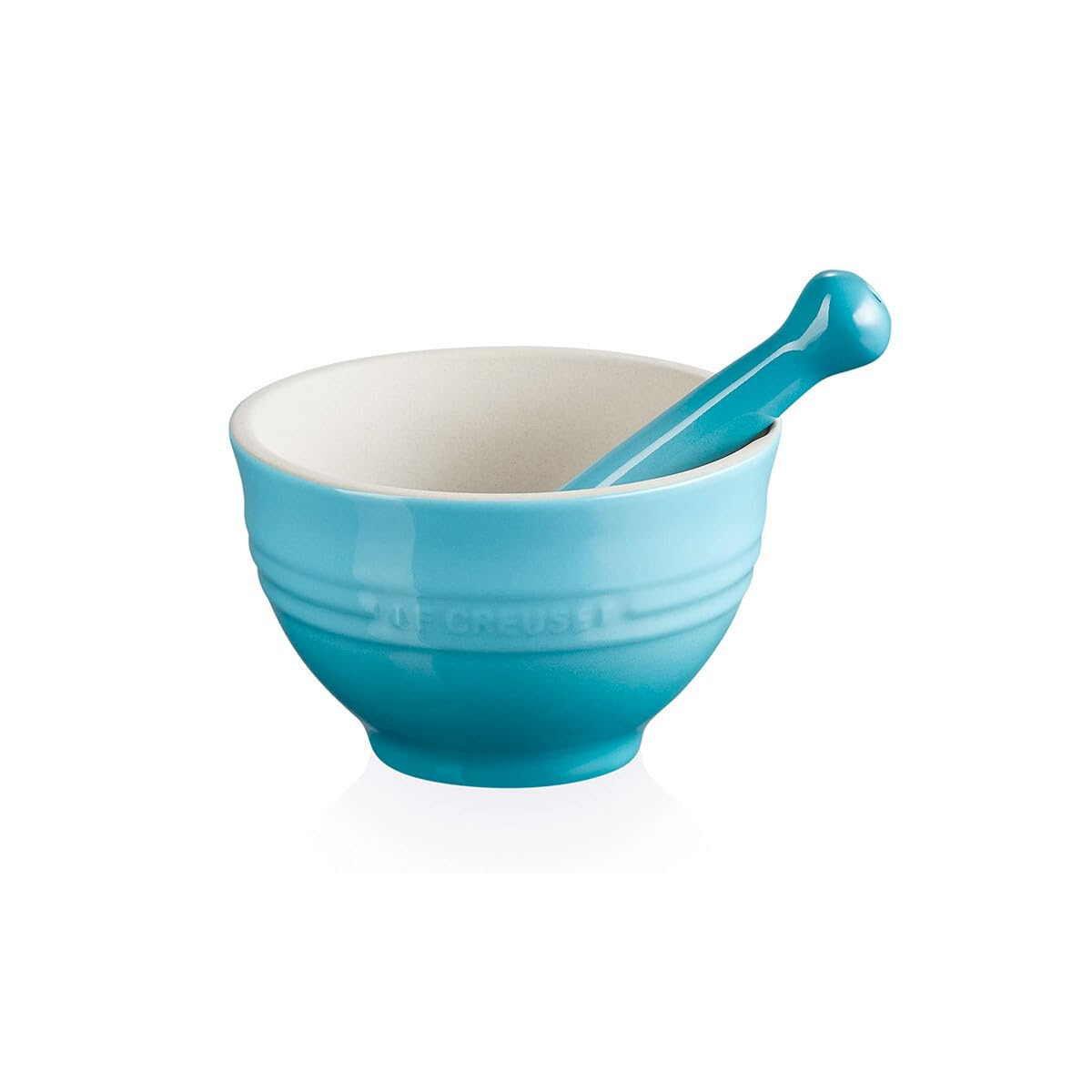 Le Creuset Pilon et Mortier, Céramique, 300 ml, 11,5 cm, 360 g, Bleu Caraïbes, 81209301700003