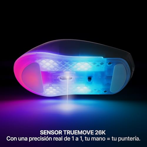 Miniatura 5 de Steelseries Aerox 3 Wireless Gen 2: Ratón Gaming de 68 g, Tasa de Sondeo: 4K, Sensor Óptico: 26 000 dpi, Batería: 200 h, Clasificación IP54, 80 M de Clics, RGB, Deslizadores 100% PTFE, Shadow