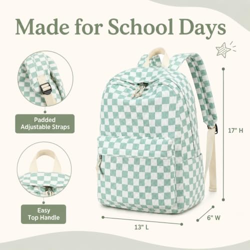 Image of BTOOP School Backpack for Teens Large Corduroy Bookbag Lightweight 15.6 inch Laptop Bag for Girls Women Casual High School College