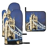 grill london klaipeda Tower Bridge en poliéster con impresión de Londres, te da un mejor agarre al cocinar o mover sartenes a su alrededor, no solo te aporta un toque cómodo, sino que también añade algunos colores a tu cocina.