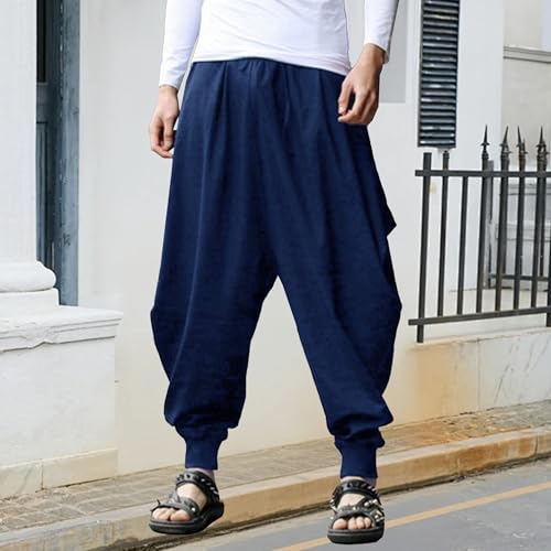 Men's Harem Pants Stretchy Waist Baggy Sweatpants Casual Loose Fit Summer Pants Fashion Trousers for Men3