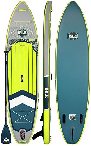 ISLE Explorer Inflatable Stand Up Paddle Board & iSUP Bundle Accessory Pack — Durable, Lightweight with Stable Wide Stance — 300 Pound Capacity, 11' or 12' Long, 6" Thick