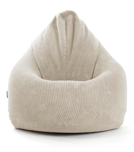 mokebo® Sitzsack Cord XXL für Kinder & Erwachsene in Beige 'Der Tagträumer', Indoor Bean Bag mit EPS-Perlen Füllung, Bodenkissen kuschelig & weich, Sitzkissen, Liegekissen, Relaxliege für drinnen