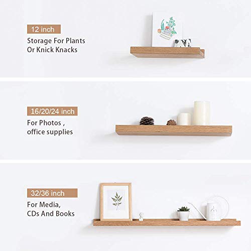 INMAN HOME 16 Inch Rustic Solid Oak Timber Block Floating Shelf Wall, Concealed Bracket, Wall Mounted Shelf, Decorative Hanging Storage Organiser, Book Case, Storage, Picture Ledge, Shelf