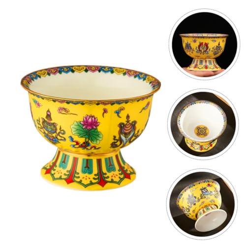 Cuenco de ofrenda sagrada budista de cerámica de 3.5 pulgadas esmaltado 5
