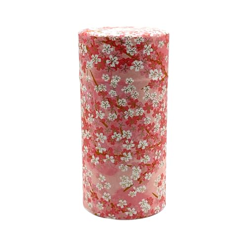 野口熊太郎茶園 茶筒 茶缶 大容量 200g 友禅和紙貼 中蓋付き 桜 ピンク 日本製 おしゃれ