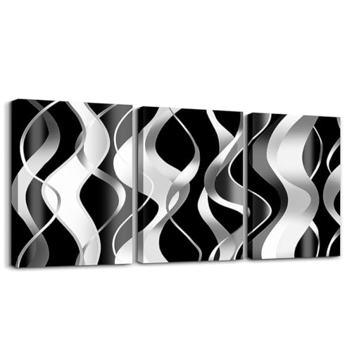 Feelyou Gray Black 3 PCS Wall Painting Kids Geometric Stripes