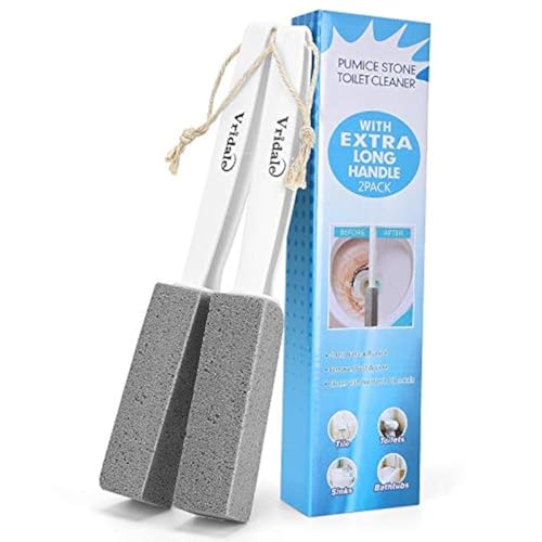 Image of Pumice Stone Toilet Bowl Cleaner with Extra Long Handle Pumice Stone for Toilet Cleaning, Remove Limescale, Hard Water Rings, Calcium Buildup, 2 Pack (2)