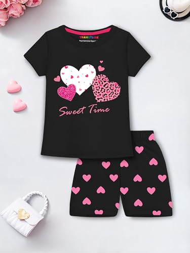 Image of Trampoline Girls Printed T-shirt with Short set Pack of 2
