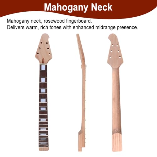 Diy Electric Guitar Kit Unfinished Rosewood Fretboard Neck & Guitar Body Blank with All Accessories Included Build Your Own (TZ-46)