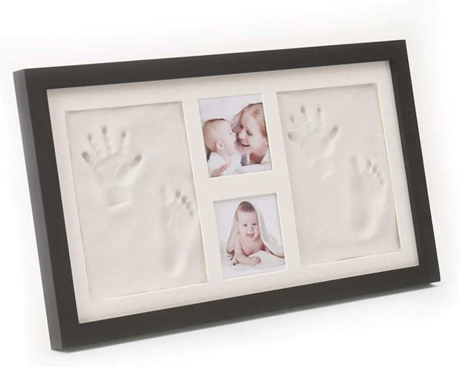 Baby Handprint Footprint Kit,Photo Frame for New Life Girls and Boys,Non-Toxic,Baby Gifts for Children or New Mom Baby Registry Keepsake Box,Wooden Toddlers Christening Set