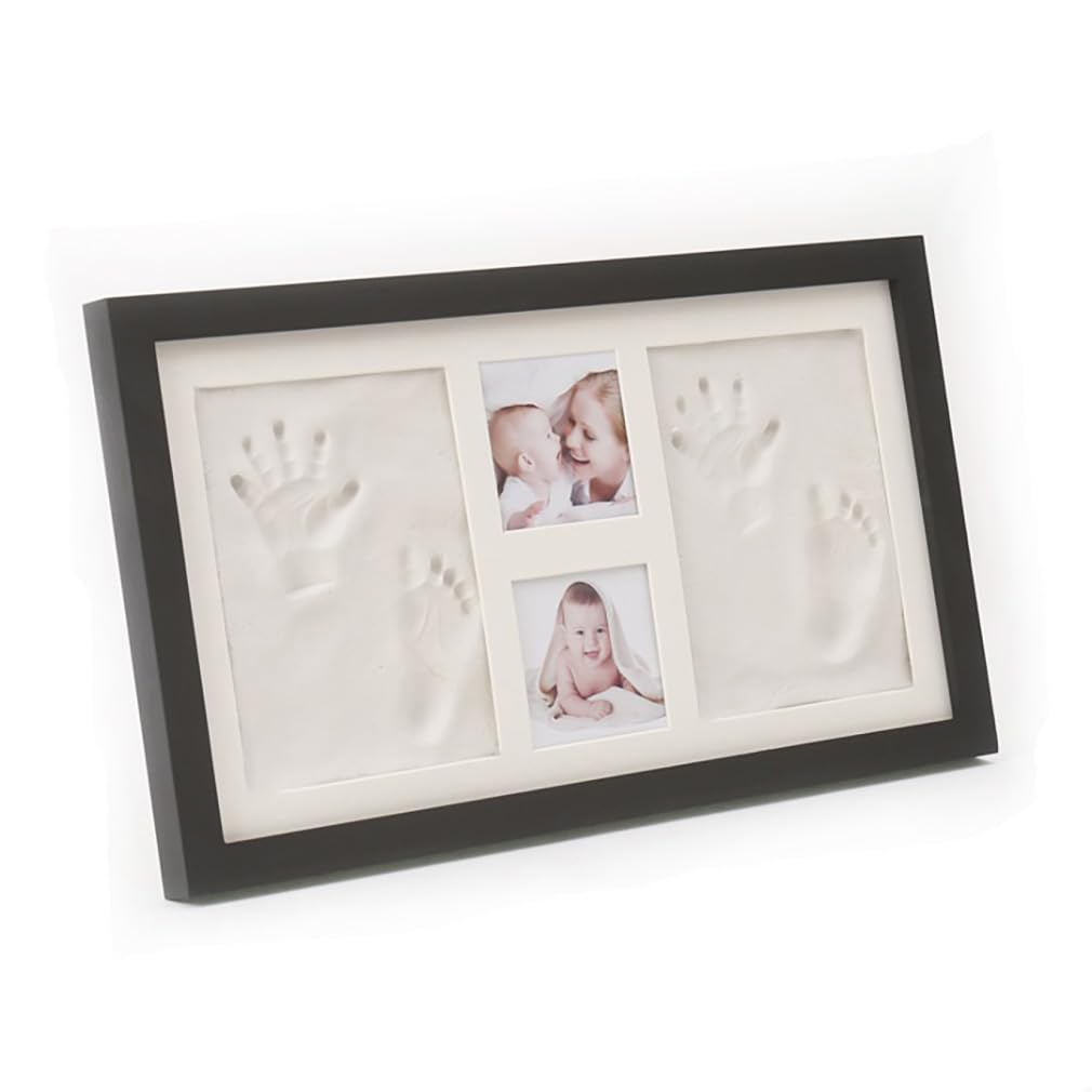 Bebé Huellas Mano y Huellas Kit de Marco,Huella de Arcilla y Recuerdo de Huellas de Manos,Madera Marco de Fotos Decoración,Regalos Únicos para el Recién Nacido y Fiesta