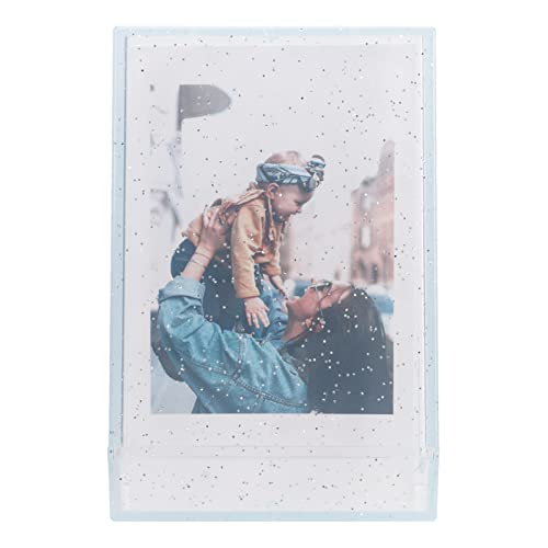 ANGGREK Photo Case, Compact and Portable 3 Inch Photo Storage Box PC with Hand Rope for Pictures (Blue Transparent Glitter)