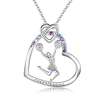 HUKKUN Cheerleader Gifts Sterling Silver Cheer Necklace for Cheerleader Sport Cheer Accessories Cheerleading Gifts for Cheerleader