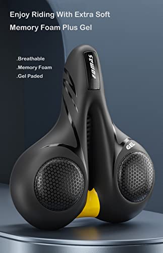 Gel Material,Soft and Stable Bike Seat,Black Mountain Bike Seat Universal,Ideal Bike Seat Replacement for Mountain Bike,Road Bike,Hybrid,Touring,Comfort Bike Seat for Youth.