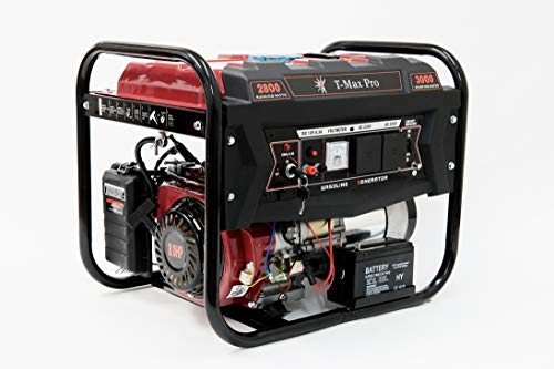 T-MAX Portable Petrol Generator 6000-WE ~ 3.0 KVA 8HP ~ Quiet Power Electric Key Start (Electric Key Start/Recoil Start)