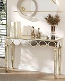 Artloge Bling Mirrored Console Table 47.2 inch Wide Entryway Desk Golden Frame