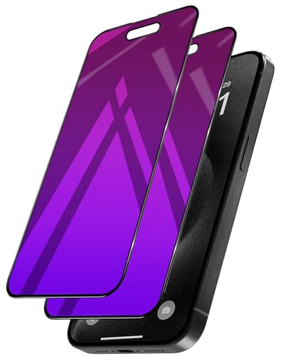 Image of 2 Pack for iPhone 14 Pro Max Privacy Screen Protector Tempered Glass for iPhone14ProMax 6.7inch Anti-Spy Private Glass Film Anti-Blue Light No Bubble Anti-Scratch Full Coverage Gradient Purple