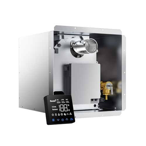 Gen II Ranein RV Tankless Water Heater 65,000 BTU, On-Demand Instant Hot Water, 12V Powered, High Altitude Ready, CSA Approved, Multi-Function Controller, Ideal for Simultaneous Use and Family Use