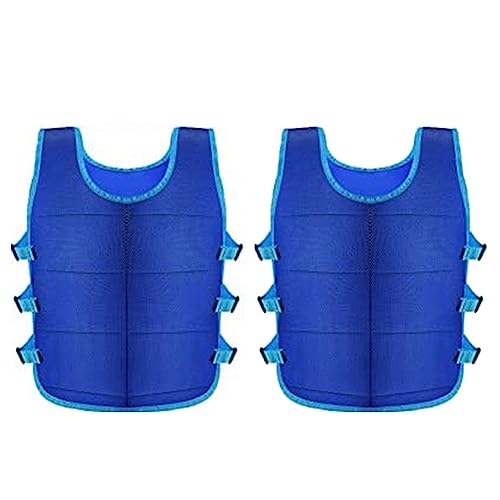 Luejnbogty 2 Pcs Cooling Vest Blue Cooling Vest with 48 Pcs Ice Pack Adjustable Ice Vest for Men Women Hot Weather Working Running Cycling
