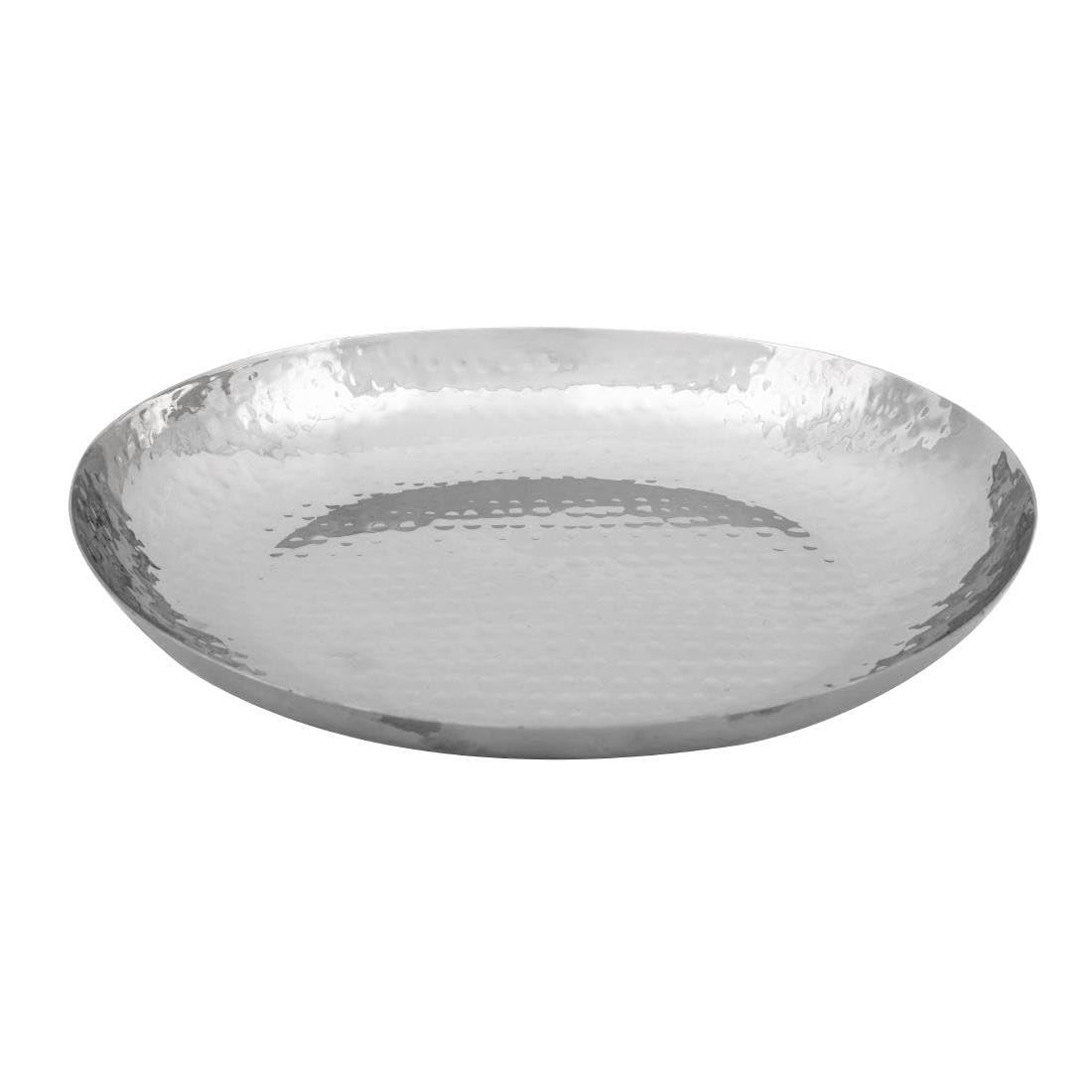 Olympia Hammered Stainless Steel Oval Dish 280x230mm - Serving Platter Bowl for Food Presentation, Canapes, Side Dishes FU283
