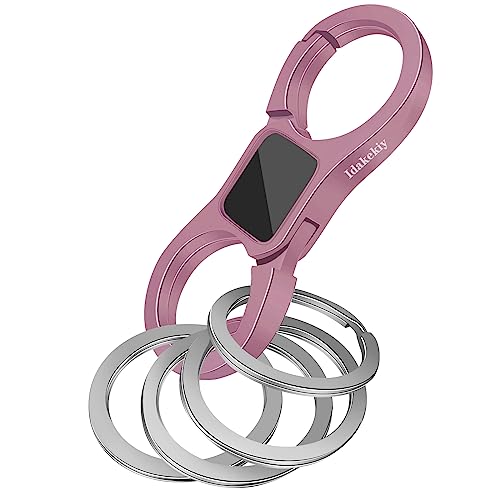 Idakekiy Key Chain Quick Release Spring with 4 Key Rings Heavy Duty Car Keychain Organizer for Men and Women (Rose Hermosa)