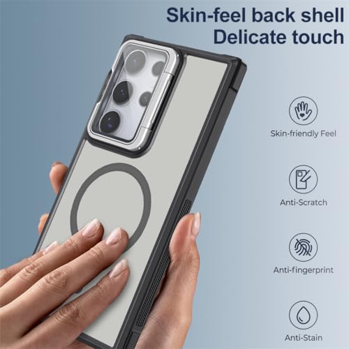 Étui magnétique S25 Ultra mat avec protection d'objectif pliable et design rigide premium - 3