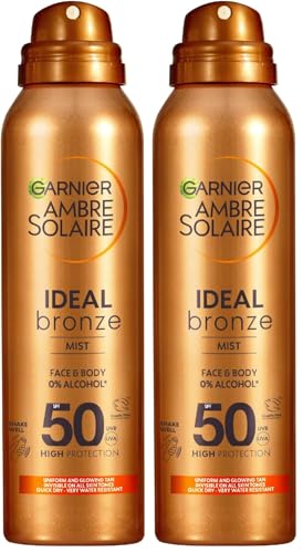 Image of Garnier Ambre Solaire Ideal Bronze Tanning Mist SPF50, 150ml (Pack of 2)