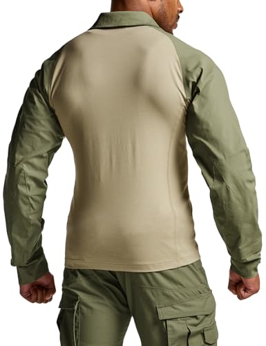 Image of CQR Men's Tactical Combat Shirt, 1 /4 Zip Long Sleeve Breathable Military BDU Training Top for Shooting, Hunting, Range Use