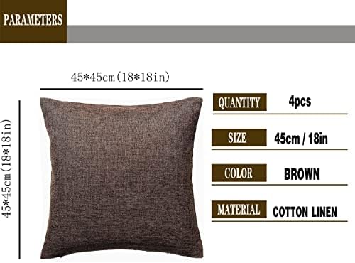 GONOVE Cushion Cover,4 Pack 45×45cm Linen Cotton Pillowcase Vintage Style Square Throw Pillow Covers Decorative Cushion Covers for Sofa, Couch, Bed, Bench