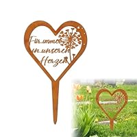 pilyero Garten Deko Draußen, Wetterfest Grabstecker, Herz Grabschmuck, Rost Deko, Gedanken und Erinnerungen Senden für Dauerhafte Dekorationen auf Friedhöfen, Höfen, Wiesen Oder Gärten (Löwenzahn) (A)