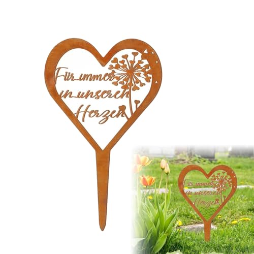pilyero Decorazione per Tomba, Decorazioni Giardino per Esterno, Decorazione per Tomba a Forma di Cuore, In Metallo, Resistente Alle Intemperie, Antiruggine, Adatto per Giardini, Cimiteri
