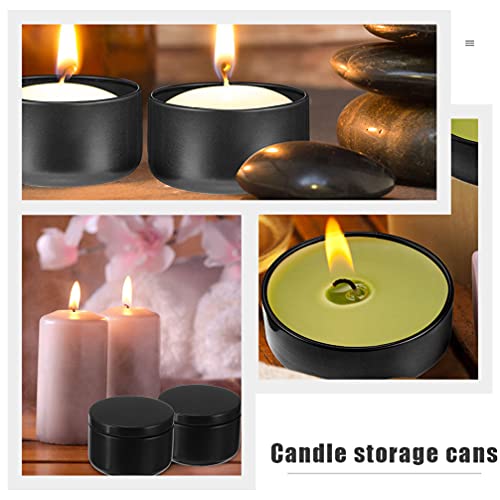 Artibetter Empty Storage Containers 24Pcs Candle Tins 2Oz Aluminum Tins Mini Round Empty Candle Containers Tin Jars With Lids For Candle Making Spices And Gifts (Black) Metal Tea Lights Cups #TOP5