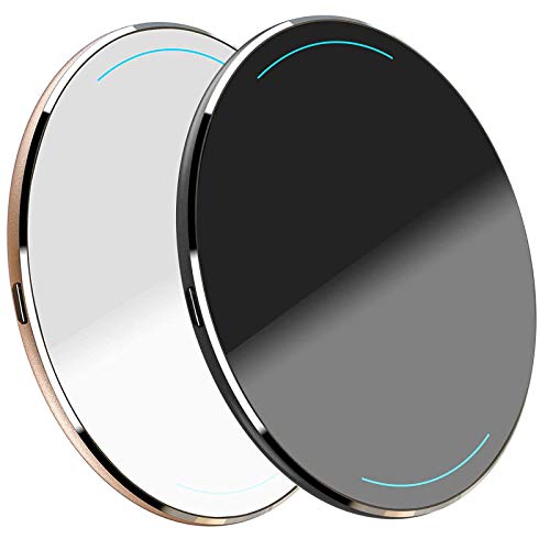 TOZO W1 Wireless Charger Thin Aviation Aluminum Computer Numerical Control Technology Fast Charging Pad Black+Gold 2 PCS(NO AC Adapter)