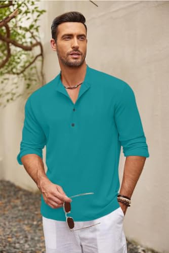 Image of Bellstone Men's Cotton Blend Solid Regular Fit Full Sleeve Short Kurta | Men's Trendy Short Kurta | Ethnic Stylish Casual Lightweight Summer Kurta for Daily and Occasion Use