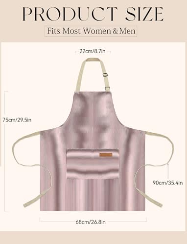 Cardkiss 2 Pack Kitchen Cooking Aprons, Soft Aprons for Women Men with 2 Pockets Chef Apron with Adjustable Neck Strap and Long Tie