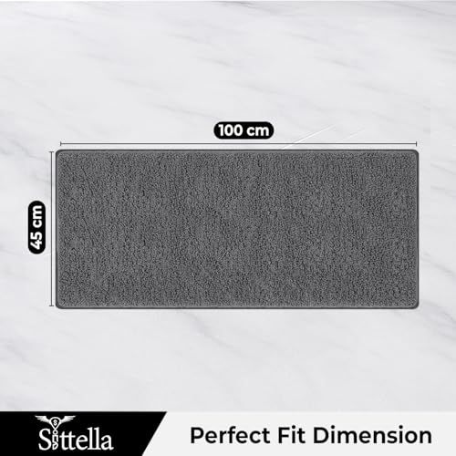 Image of SITTELLA Premium Microfiber Runner Mats (45x100 Cm) | Ultra Soft Plush Floor Rug | Anti-Skid Backing | Super Absorbent & Quick Dry | Washable Kitchen & Hallway Runner | Grey