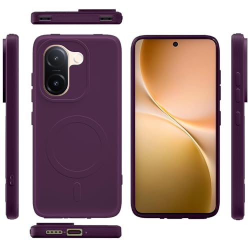 Image of Casotec Back Cover Compatible with Vivo V60e 5G | MagFit Ring Design (Non-Magnetic) | Shockproof Case | Anti-Slip Grip | Raised Camera Edges | Slim Protective Case for Vivo V60e 5G (Purple)