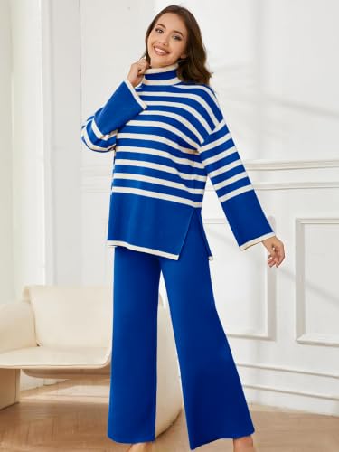 Image of TYSORT Women's Winter Woolen Turtleneck Sweater with Pajama | Warm Winter Wear Cord Set | Woolen Tracksuit Loungewear Set