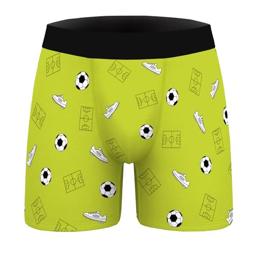 Aueyan Boxers for Men, Mens Boxer Briefs Soccer ball Print Underwear Men's Stocking Stuffers Man...